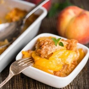 serving of homemade Peach Cobbler