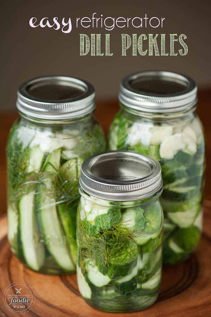 three mason jars full of homemade pickles