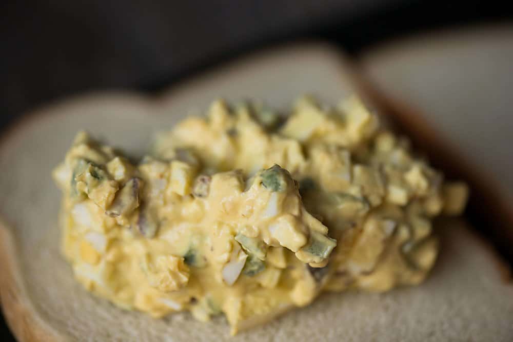 A close up of egg salad