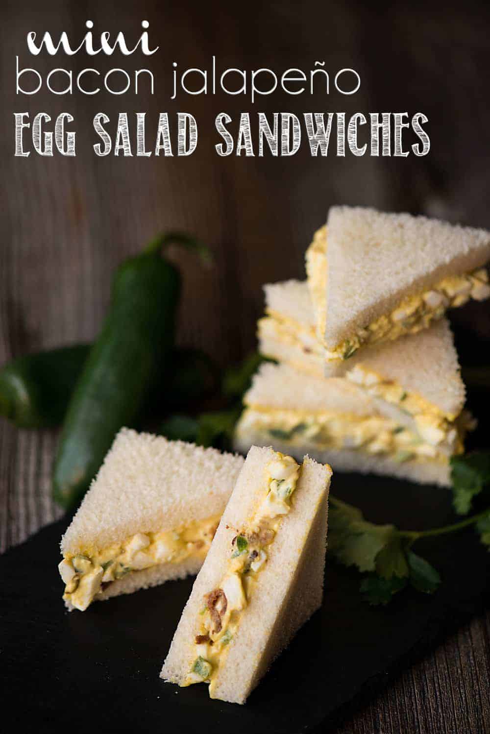 mini bacon jalapeno egg salad sandwiches