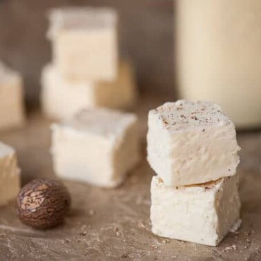 The holidays just aren't the same without homemade fudge, and this Eggnog Fudge made from a traditional recipe is a sweet and easy Christmas dessert.