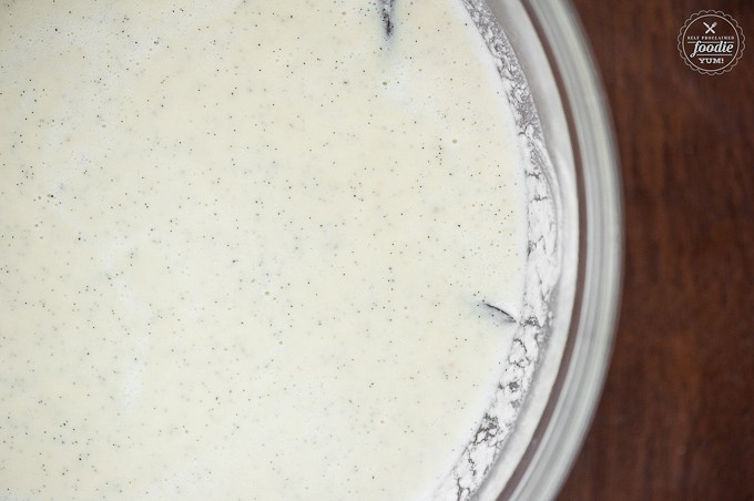 Base for vanilla bean ice cream in bowl