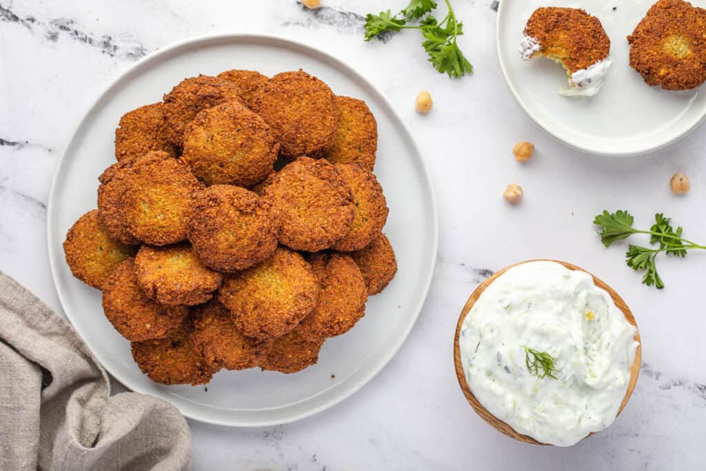 homemade Falafel with tzatziki