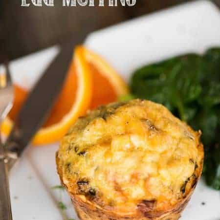 Fall Harvest Egg Muffins, filled with sweet potatoes, greens, and bacon, make for an easy make ahead healthy breakfast option.