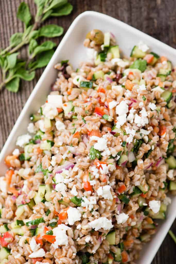 farro with vinaigrette and vegetables