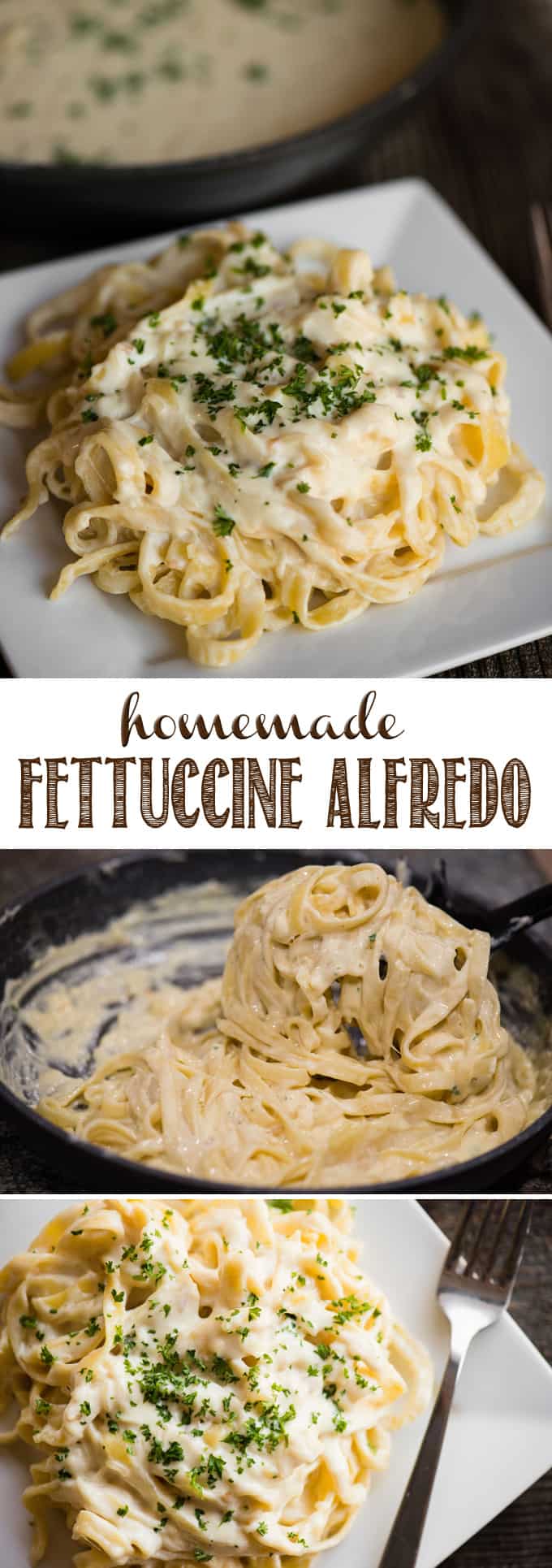Fettuccine Alfredo, made with a rich, creamy, garlic-infused parmesan sauce and tender homemade pasta, is comfort food at it's finest! This decadent meal can be served on it's own, or topped with cajun chicken or shrimp. You'll never find a better Fettuccine Alfredo recipe than this one! #Fettuccine #Alfredo #FettuccineAlfredo #pasta #cheese #homemade #dinner #recipe