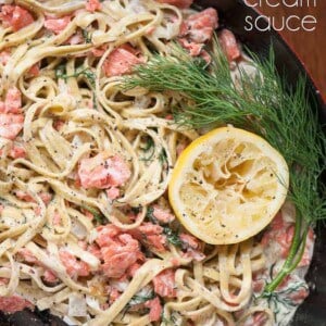 Fettuccine with Salmon Dill Cream Sauce made with smoked salmon, fresh dill, lemon and heavy cream is an insanely delicious and easy to make pasta dinner.