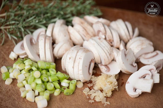 cut up mushrooms