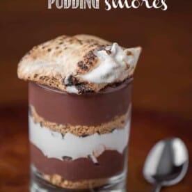 toasted marshmallow on top of pudding s'more parfait
