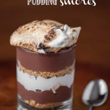 toasted marshmallow on top of pudding s'more parfait
