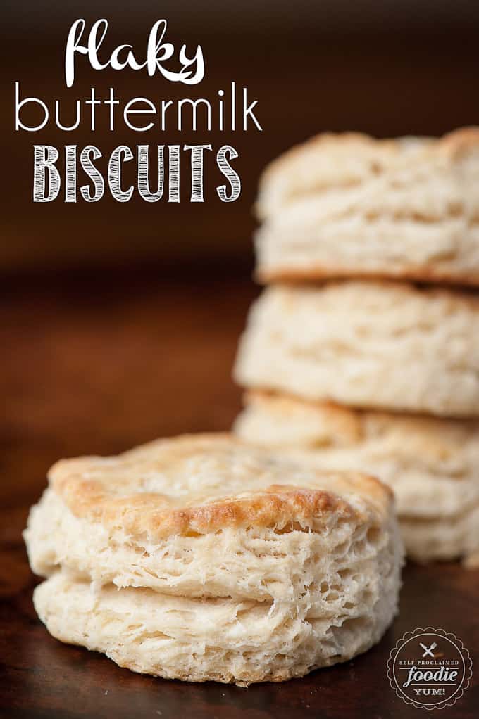 stack of homemade flaky buttermilk biscuits