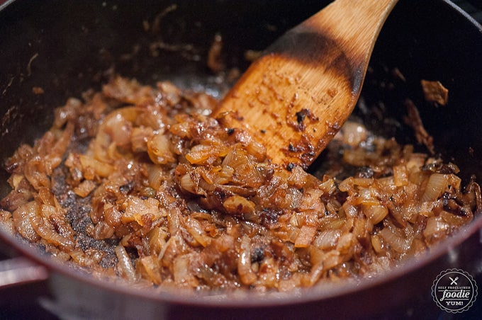 caramelized onions in a pot