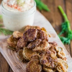 crispy cornmeal fried pickles with dipping sauce