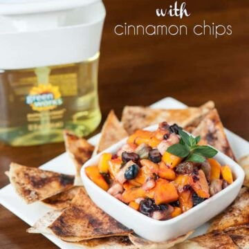 This perfectly sweet Fruit Salsa with homemade Cinnamon Chips will be loved by all and is a fantastic treat that can be served as an appetizer or dessert.