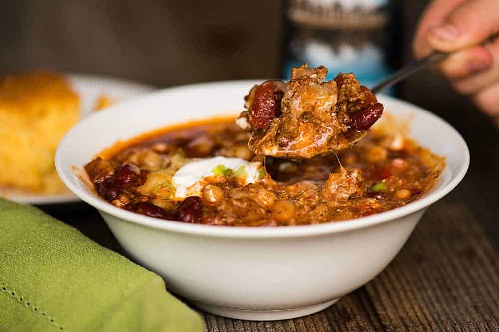 spoonful of homemade chili