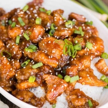 General Tso's Chicken on rice