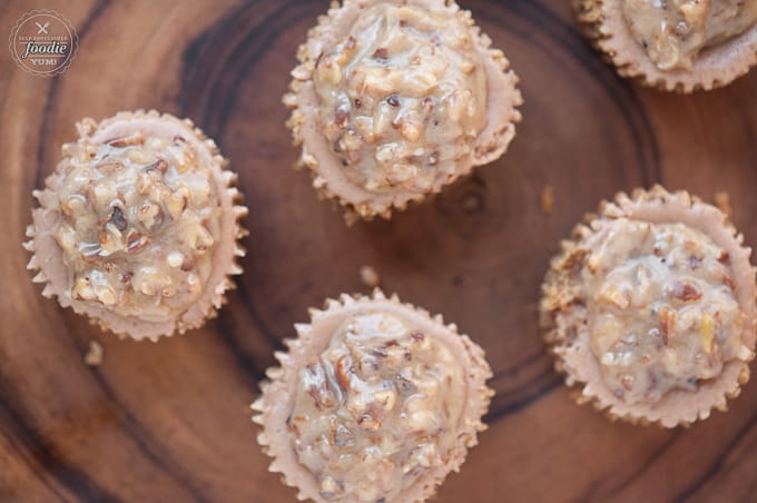 looking down at German Chocolate Cake cheesecakes