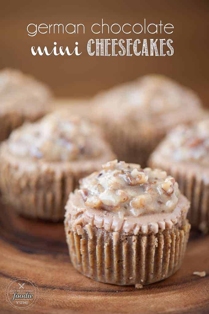 individual muffin sized German Chocolate Cake cheesecakes