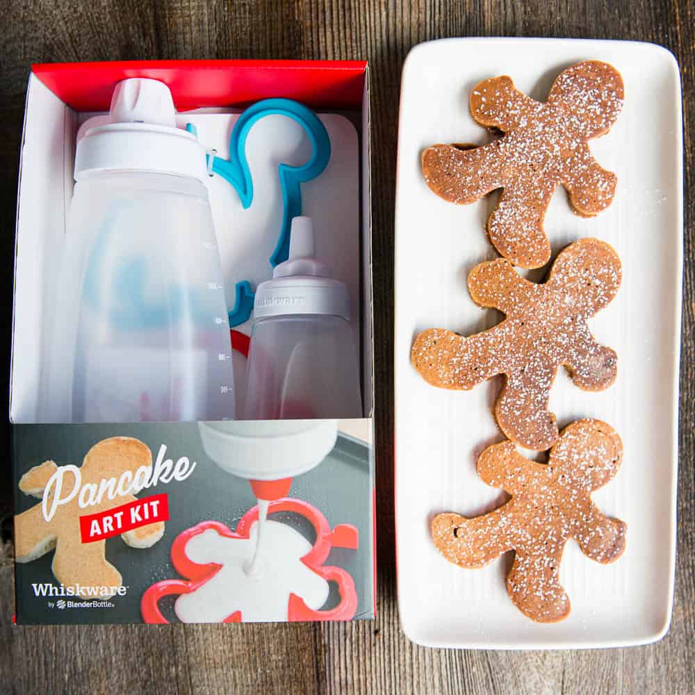 whiskware pancake art kit and gingerbread flavored pancakes