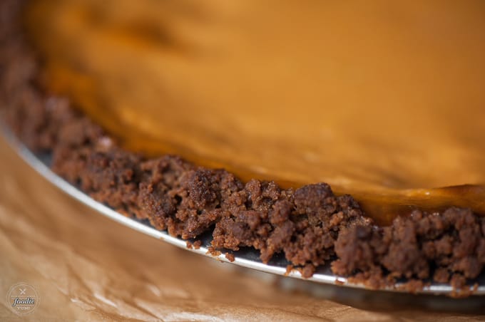a close up of a crust from a gingersnap sweet potato pie
