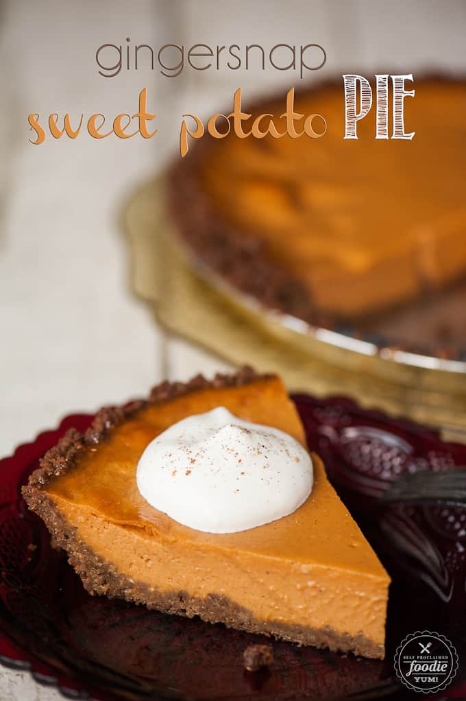 a slice of gingersnap sweet potato pie