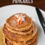 Enjoy a healthy start to your morning with these easy to make and tasty Gluten Free Carrot Coconut Pancakes that are high in fiber and protein.