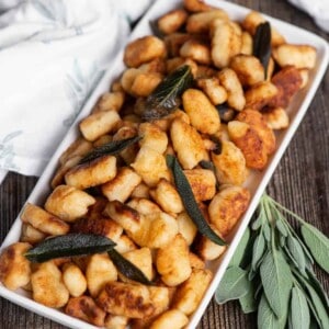 homemade fried gnocchi with crispy sage