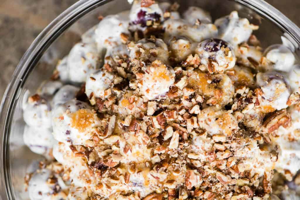 Grape Salad topped with pecans