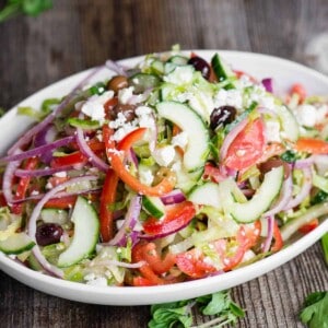 Greek Salad with vegetables and vinaigrette