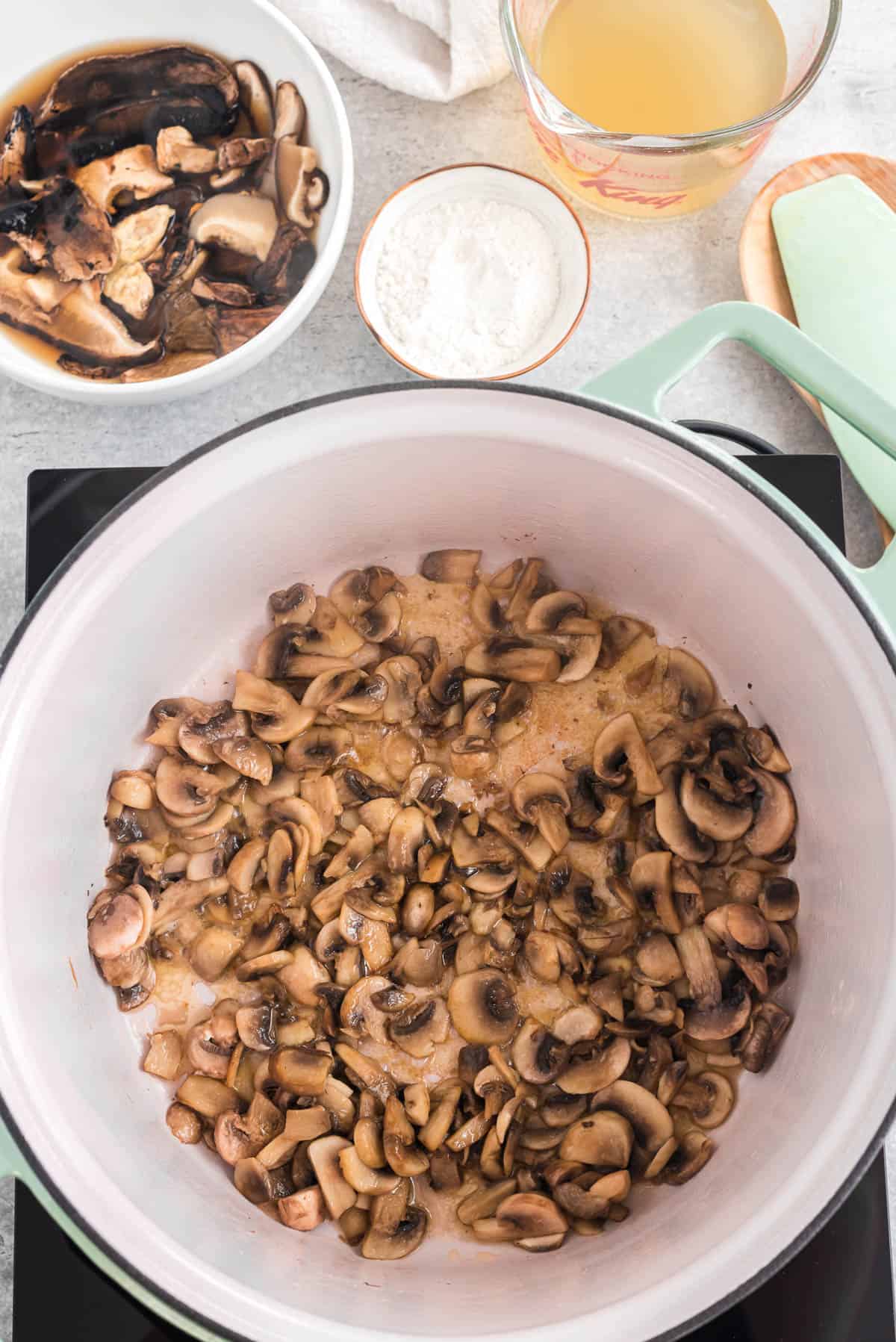 sauteed mushrooms in butter.