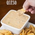 This spicy and creamy Green Chile Cheddar Queso made with real sharp cheddar cooks up in just minutes and is the perfect cheese sauce for nachos or tacos.