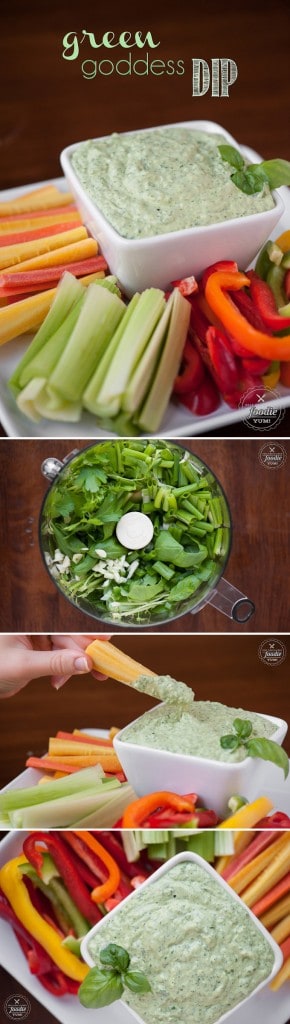 This guilt-free creamy and healthy Green Goddess Dip with just a hint of heat is packed full of veggies and herbs and makes the perfect summer snack.