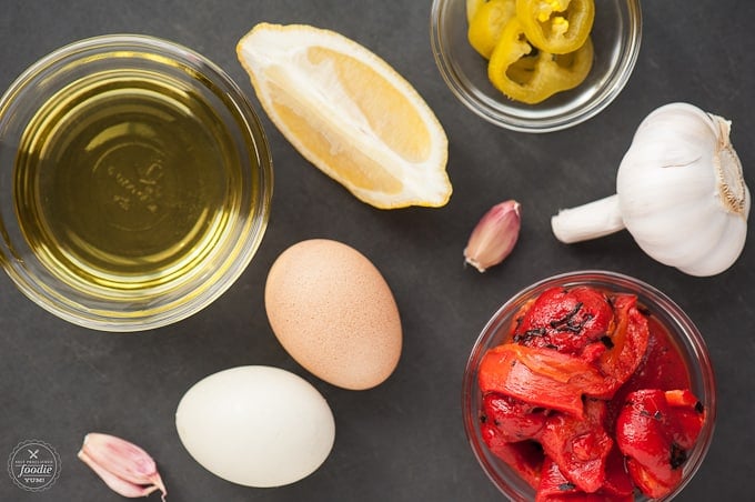 ingredients for roasted red pepper aioli