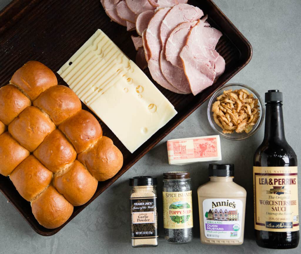 ingredients for Ham and Cheese Sliders recipe