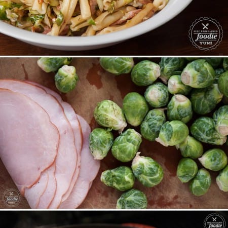 This super tasty and satisfying Ham and Brussel Sprout Pasta with pine nuts is full of flavor, easy to make, and will quickly become a favorite fall meal.