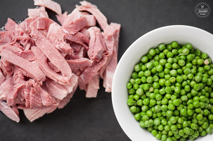 Ham steak and peas