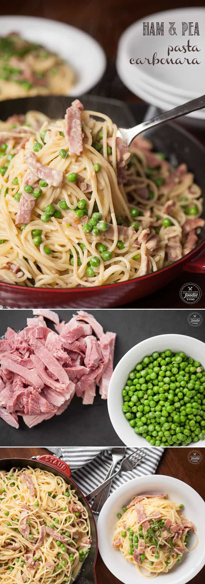 Ham and Pea Pasta Carbonara | Self Proclaimed Foodie