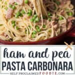 pasta carbonara with ham and pea recipe