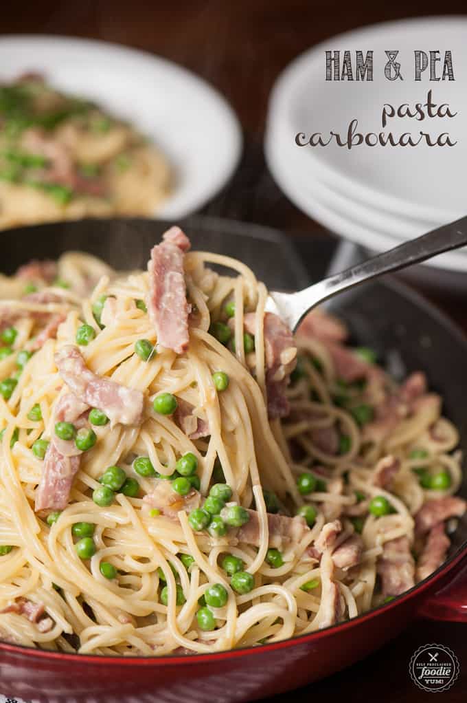 Ham and Pea Pasta Carbonara recipe