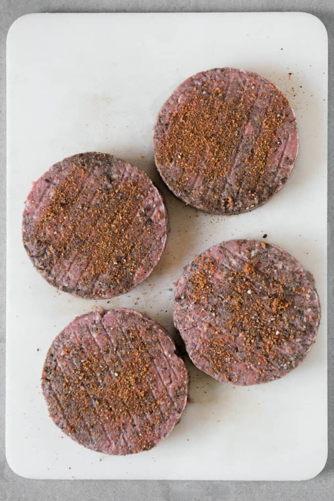 uncooked hamburger patties