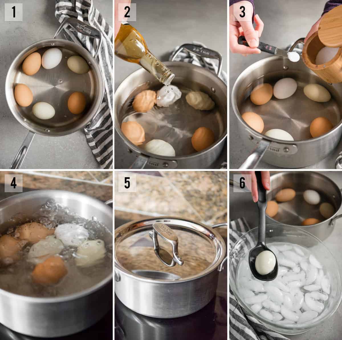 step by step process photos of instant pot hard boiled eggs