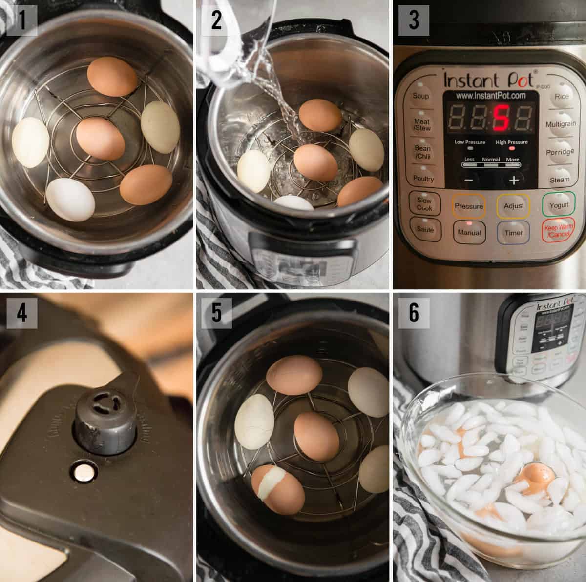 step by step process photos of stove top hard boiled eggs