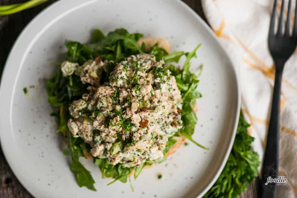 hazelnut chicken salad on toast