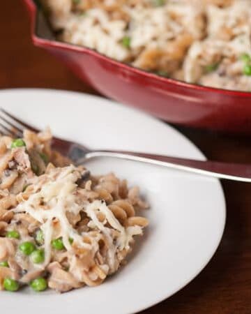 This Healthy Skillet Tuna Casserole is not only quick and easy for a busy weeknight dinner, but it is full of fresh and wholesome comfort food ingredients.