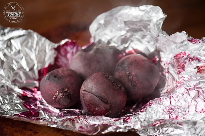 Roasted beets in foil