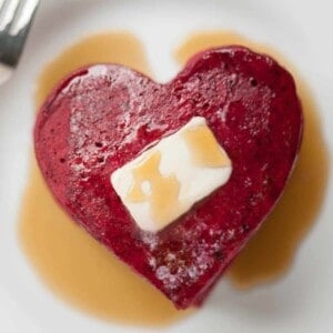 heart shaped beet flavored pancakes.