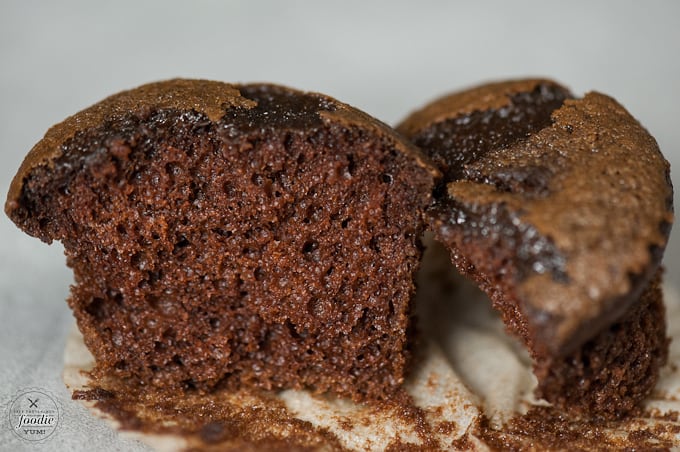chocolate cupcake cut in half