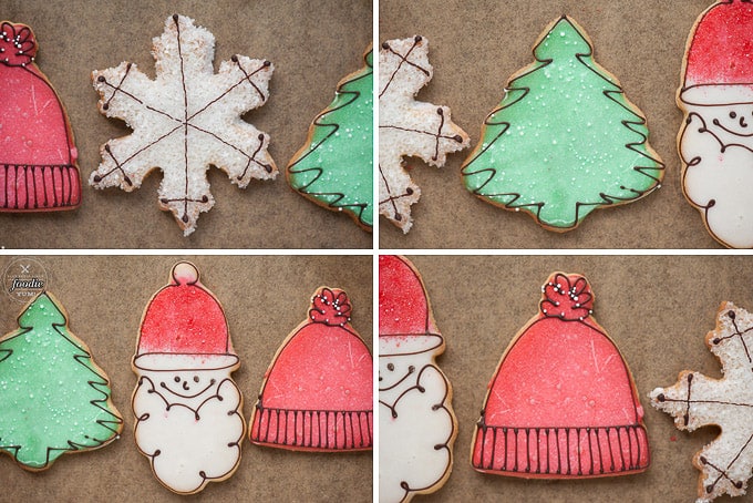 Homemade sugar cookies decorated in various ways