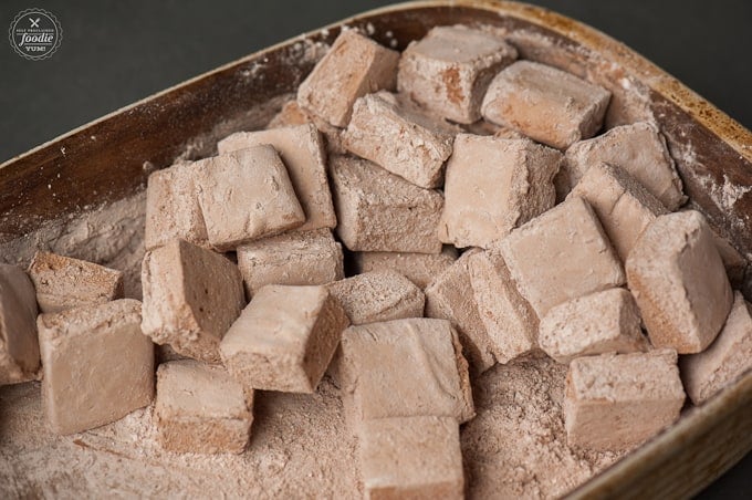 homemade chocolate marshmallows in a dish