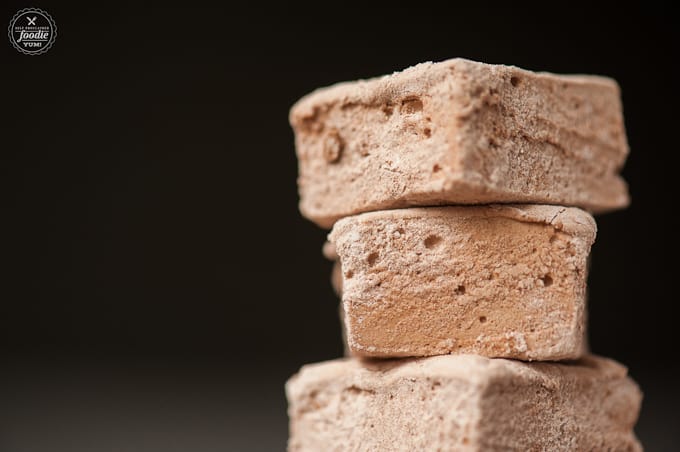 a stack of chocolate marshmallows